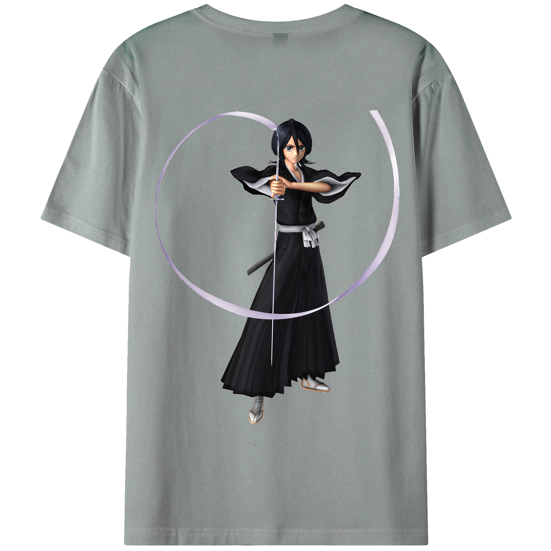 （画像用） ブリーチ 朽木ルキア BLEACH Kuchiki Rukia 綿100％ メンズ半袖Tシャツ（バックプリント） 通気性